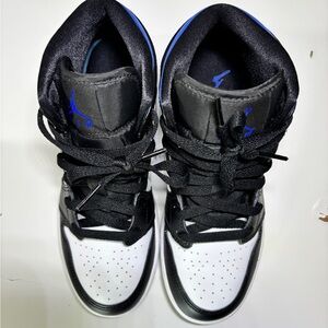 Jordan Mid Sneakers in Black, White & Blue